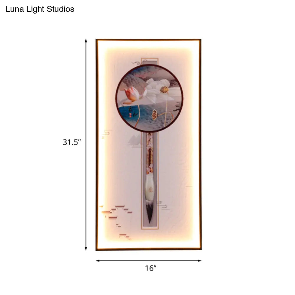 Aplique mural LED con forma de libélula/loto asiática: elegante iluminación de pared para comedor en color negro