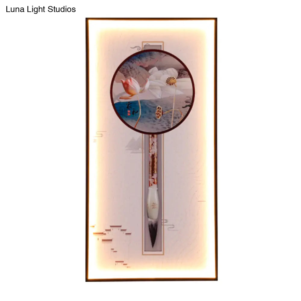 Aplique mural LED con forma de libélula/loto asiática: elegante iluminación de pared para comedor en color negro