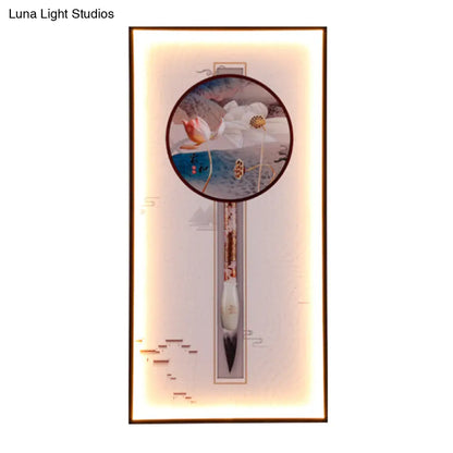 Aplique mural LED con forma de libélula/loto asiática: elegante iluminación de pared para comedor en color negro