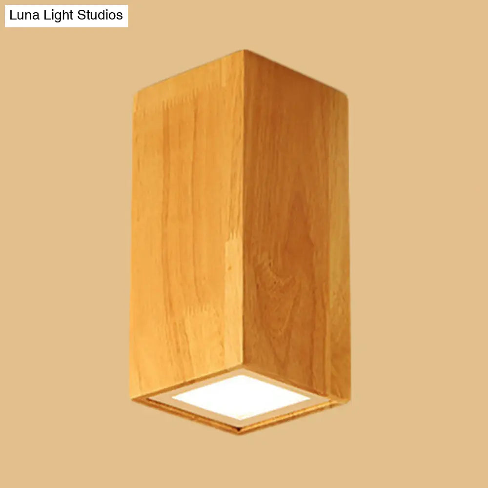DecorBites™ DecorBites™ Asian-inspired Office Ceiling Lamp with Wood and Beige Finish