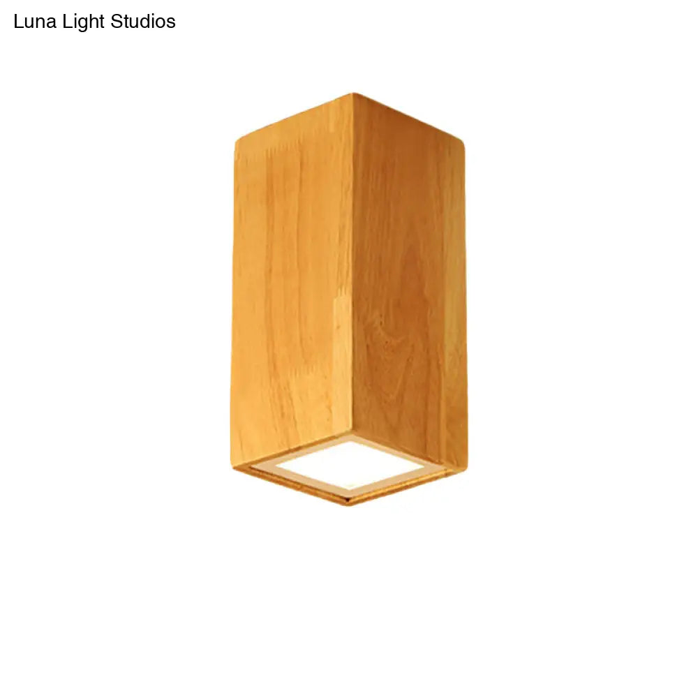 DecorBites™ DecorBites™ Asian-inspired Office Ceiling Lamp with Wood and Beige Finish