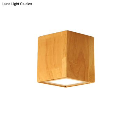 DecorBites™ DecorBites™ Asian-inspired Office Ceiling Lamp with Wood and Beige Finish
