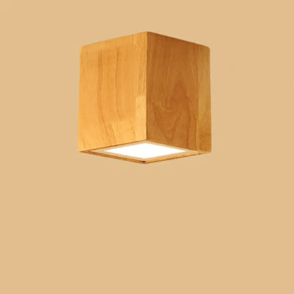DecorBites™ DecorBites™ Asian-inspired Office Ceiling Lamp with Wood and Beige Finish