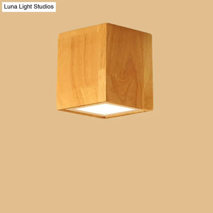 DecorBites™ DecorBites™ Asian-inspired Office Ceiling Lamp with Wood and Beige Finish