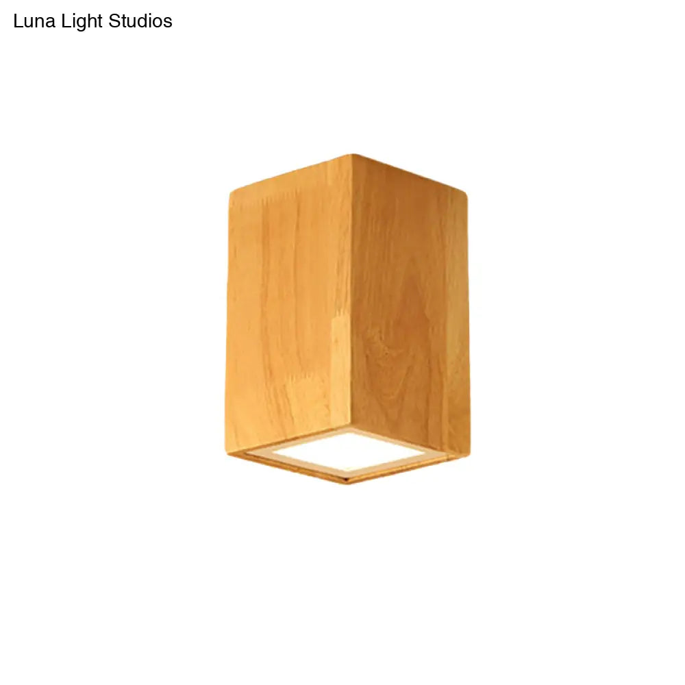 DecorBites™ DecorBites™ Asian-inspired Office Ceiling Lamp with Wood and Beige Finish