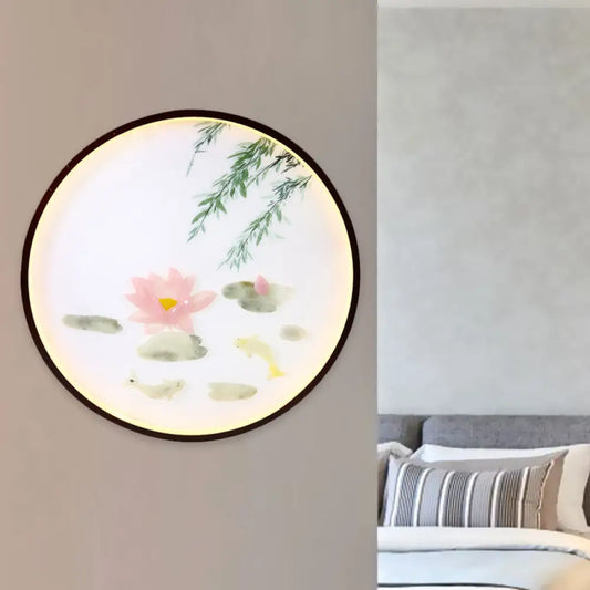 مصباح حائط LED بتصميم زهرة اللوتس الوردية المستوحاة من آسيا: حل إضاءة حائطية مدمج مع الأكريليك