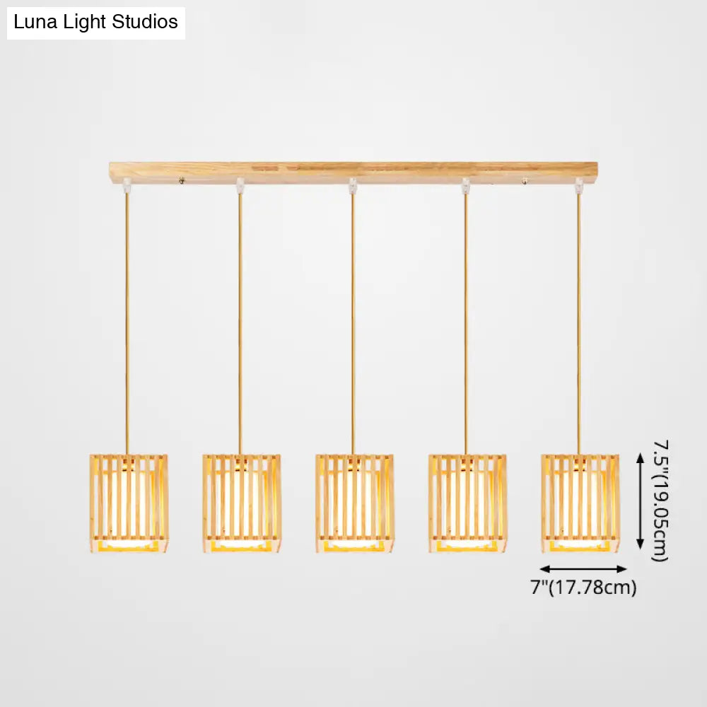 ديكوربايتس™ مصباح معلق خشبي آسيوي على شكل جزيرة - لمسة نهائية من الخشب الطبيعي