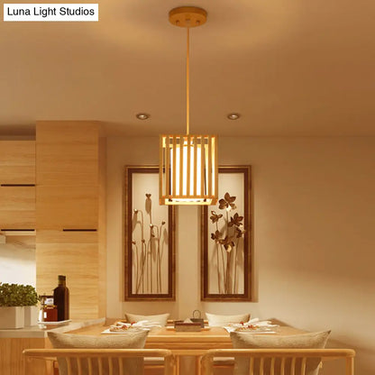 ديكوربايتس™ مصباح معلق خشبي آسيوي على شكل جزيرة - لمسة نهائية من الخشب الطبيعي