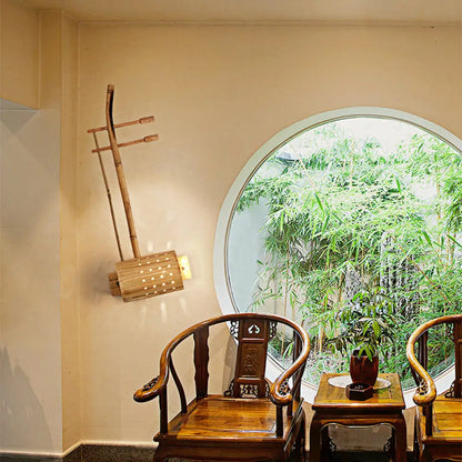 DecorBites™ DecorBites™ Asian Wood Wall Sconce Lamp with Bamboo Shade