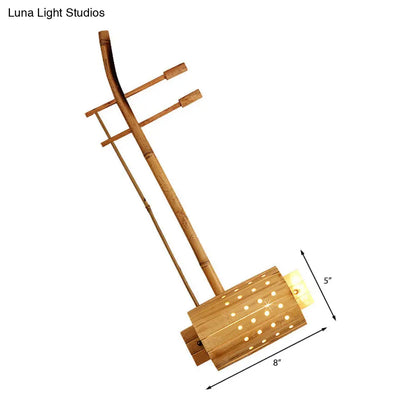 DecorBites™ DecorBites™ Asian Wood Wall Sconce Lamp with Bamboo Shade