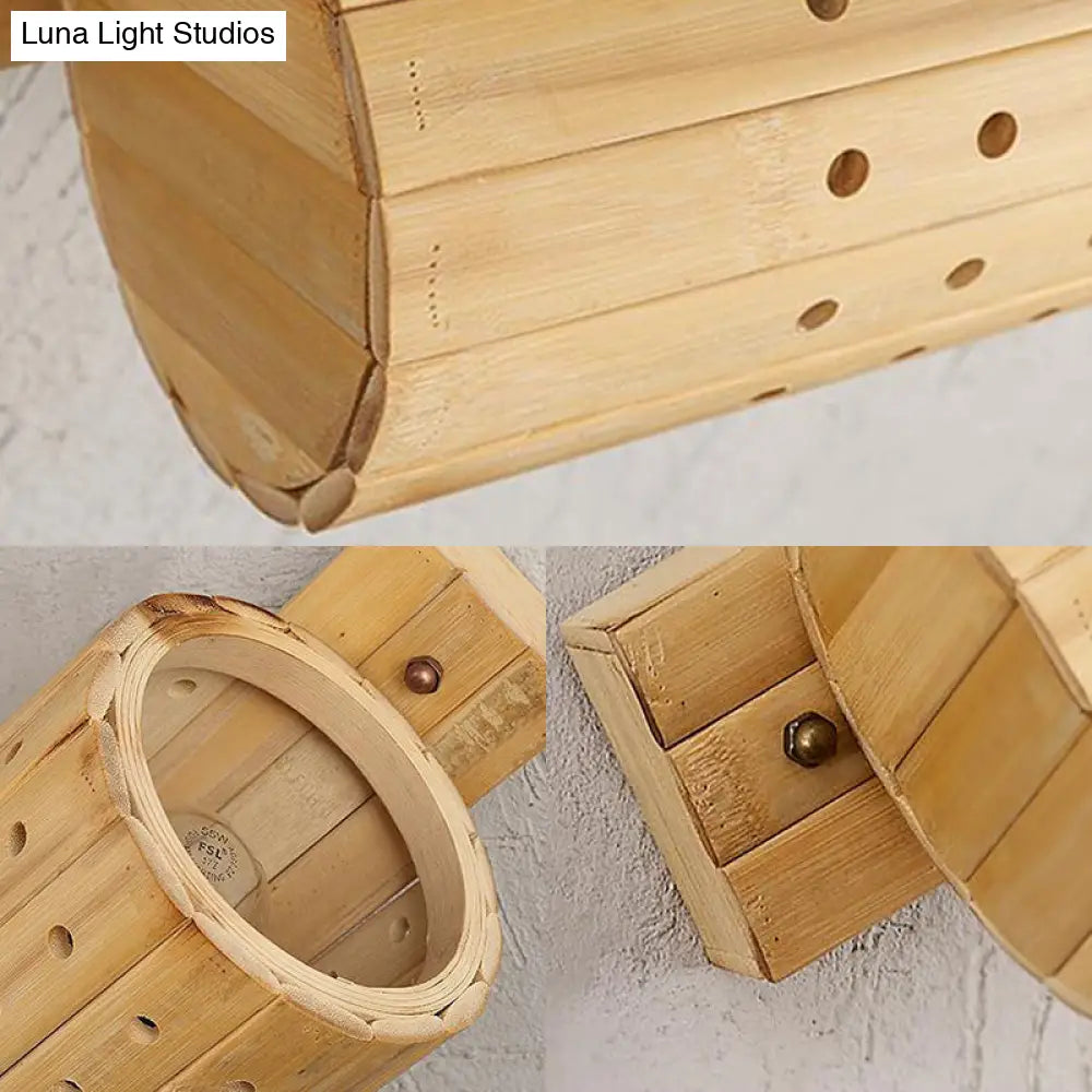 DecorBites™ DecorBites™ Asian Wood Wall Sconce Lamp with Bamboo Shade