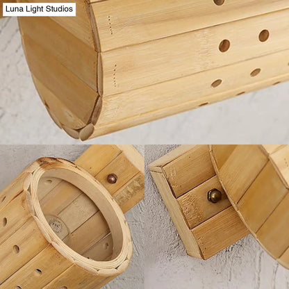 DecorBites™ DecorBites™ Asian Wood Wall Sconce Lamp with Bamboo Shade