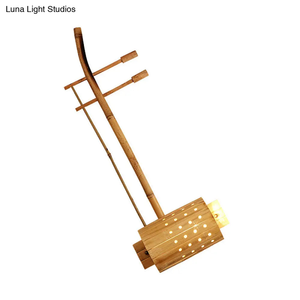 DecorBites™ DecorBites™ Asian Wood Wall Sconce Lamp with Bamboo Shade