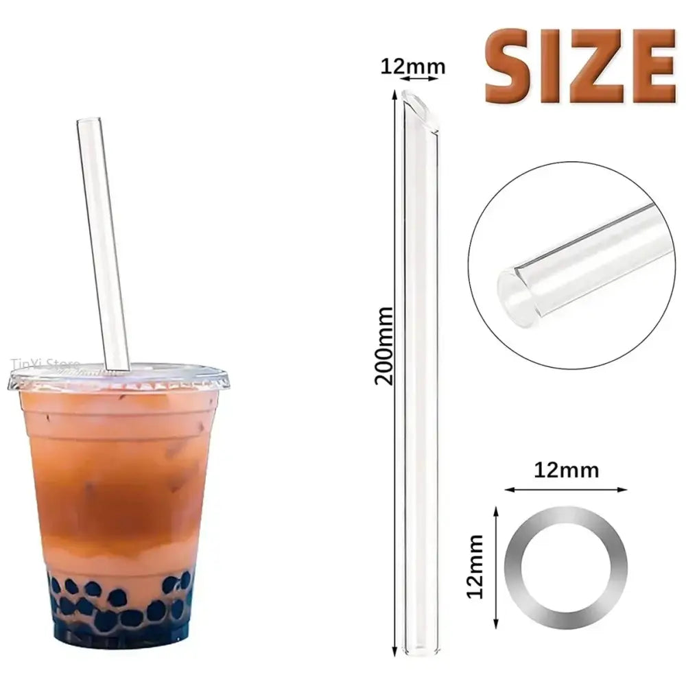 Clear glass smoothie straw with 12mm diameter and 200mm length in decorbites clear glass assortment pack