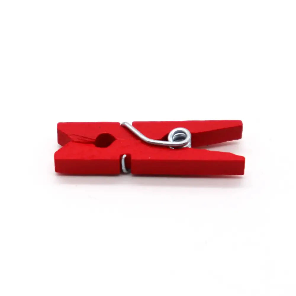 Red wooden mini wooden clip with silver metal spring and screw for assorted colorful heart mini wooden clips decor