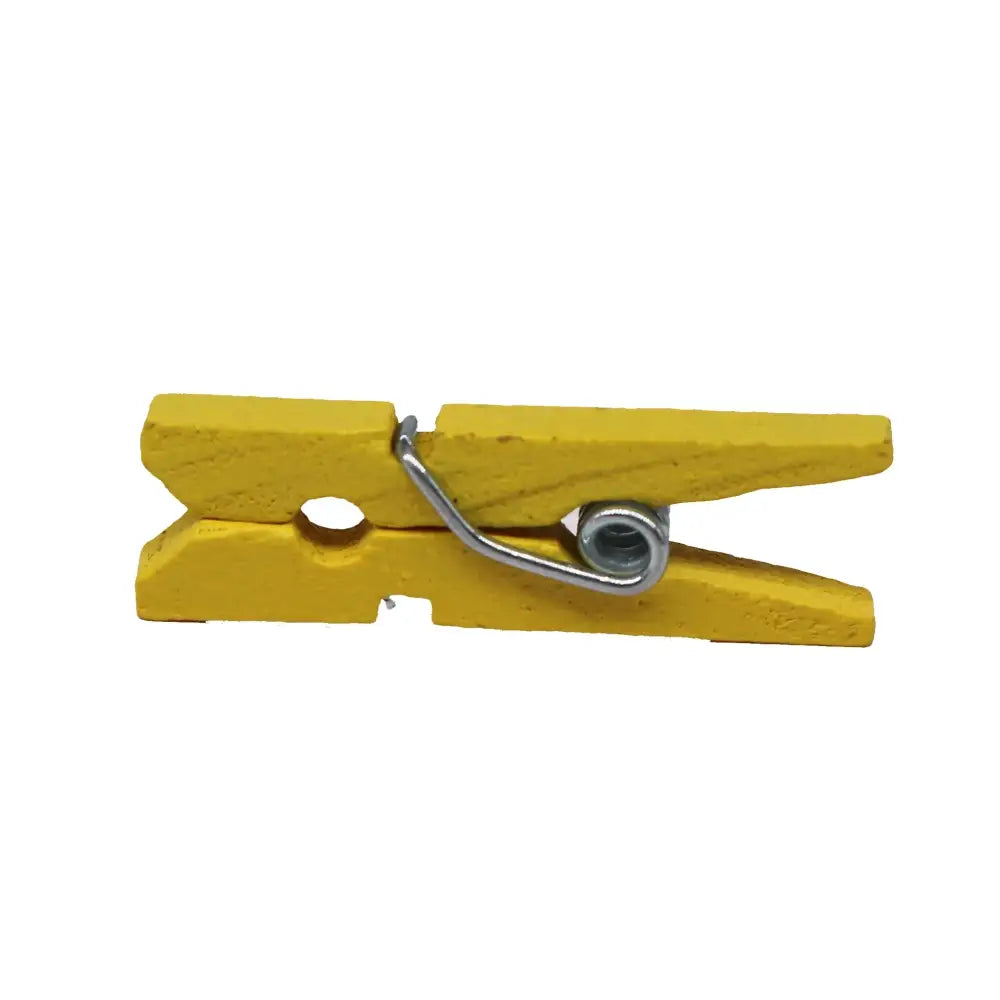 Yellow wooden clip with silver metal spring mini wooden clips for bedroom photo decor and craft use
