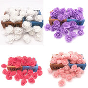 Assorted white purple pink and red decorbites handmade foam rose flower heads in various sizes for wedding decor