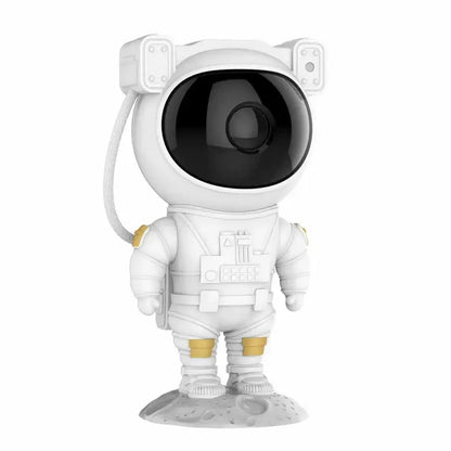 White and gold decorbites astronaut sky projector nightlight shaped like an astronaut with a black lens camera design