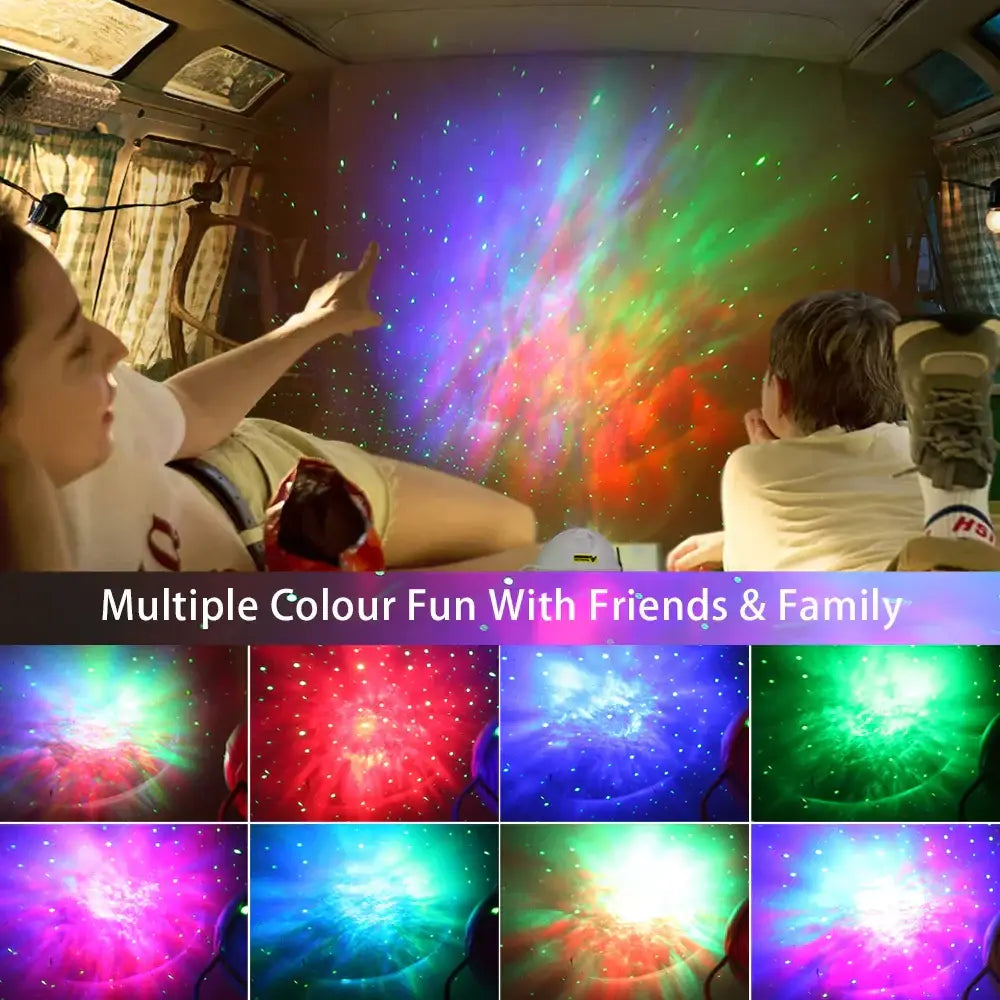 Astronaut white galaxy star night light projector casting vibrant multi-colored galaxy star night patterns on ceiling decorbites night light