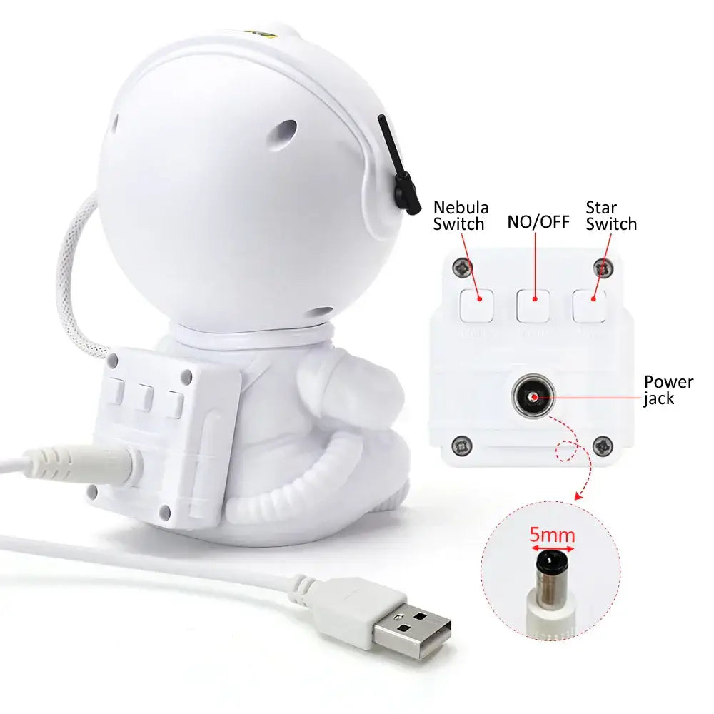 White astronaut-shaped webcam night light with usb and control panel for decorbites galaxy star night projector