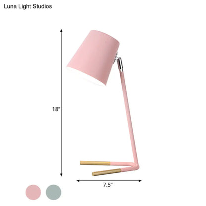 Athena - Lámpara de mesa de noche cónica rosa/verde, estilo macaron, con un cabezal, diseño giratorio y base de horquilla.