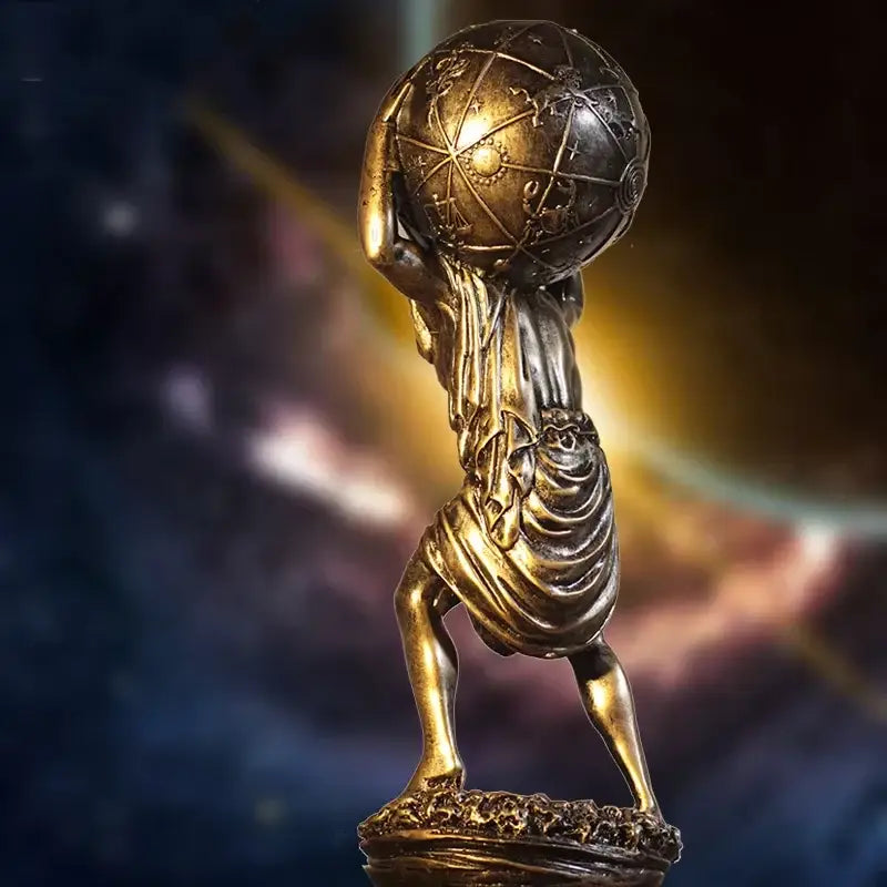 Bronze decorbites atlas resin statue of greek titan holding detailed celestial globe for living room decor
