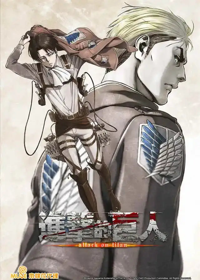 Decorbites™ attack on titan final season poster with stylized anime characters on canvas art print
