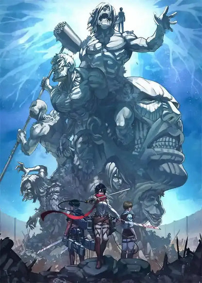 DecorBites™ Attack on Titan Final Season anime canvas wall art featuring a towering muscular titan final scene