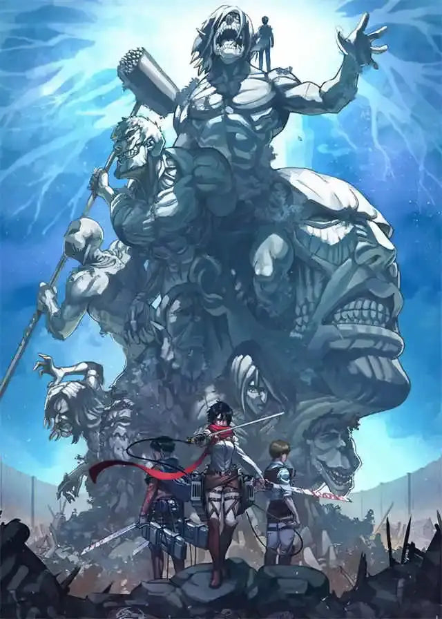 DecorBites™ Attack on Titan Final Season anime canvas wall art featuring a towering muscular titan final scene