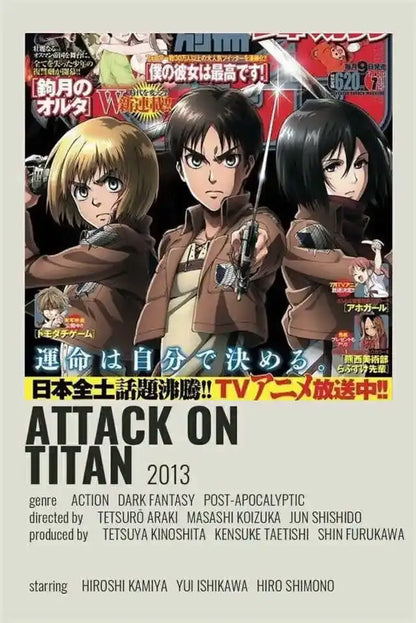 Decorbites™ attack on titan final season poster featuring three characters in brown jackets on dark background