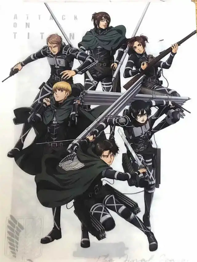 DecorBites™ black and gray titan final season poster featuring six soldiers in tactical gear for kids room decor