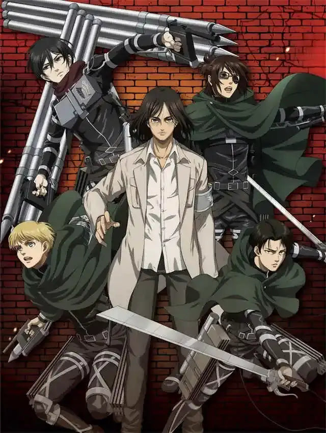 Decorbites™ attack on titan final season poster for kids room featuring young man in beige trench coat with silver arm braces