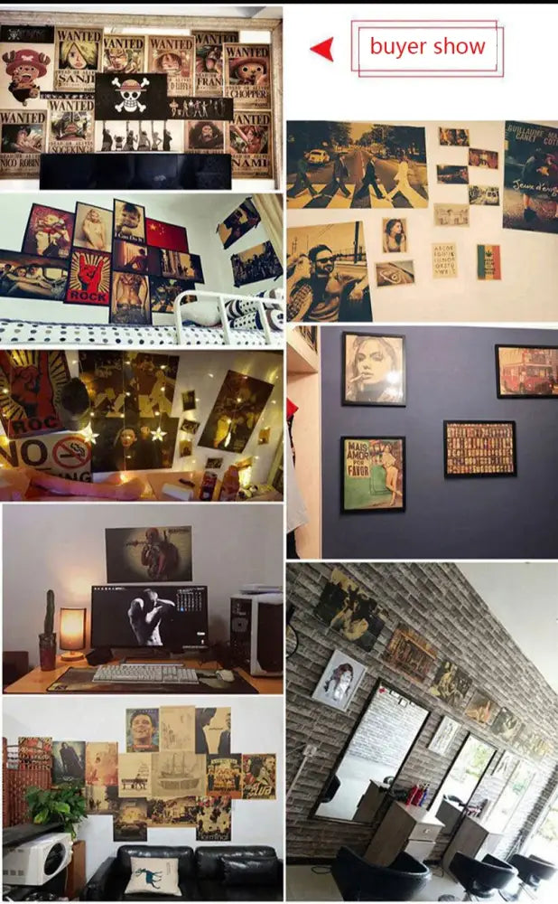 A collection of vintage-style titan final season posters in black-and-white and sepia tones for kids room decor