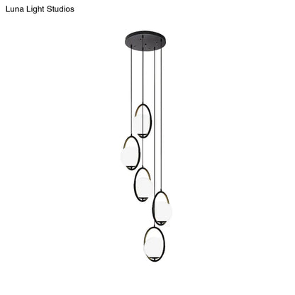 Auraolie - Modern Black Globe Multi Light Chandelier Simple Glass Pendant Lighting Fixture for Stairs