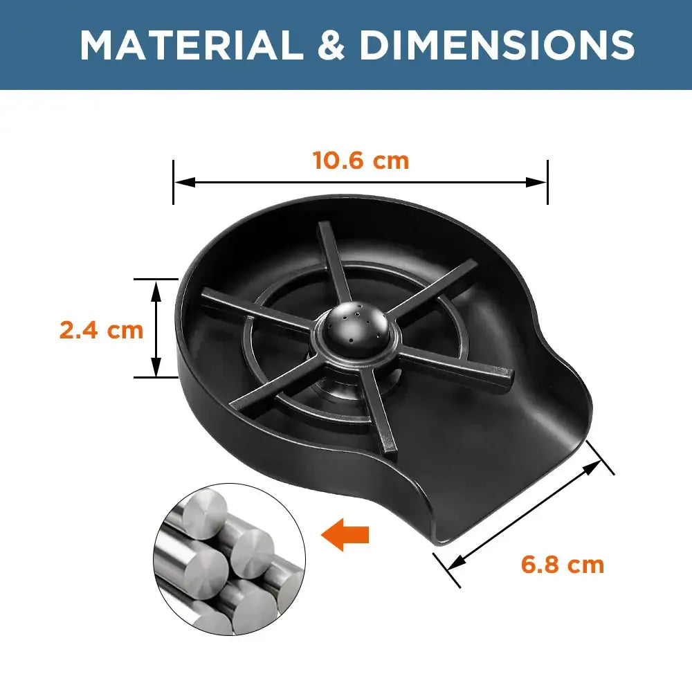 Automatic black plastic glass rinser with central spout and radial slots for kitchen and home bar use