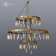 Axis black brass led round chandelier featuring a double-tier brass design with hanging glass tube bulbs for living rooms