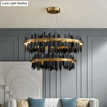 DecorBites™ Azalea - Modern Creative Black round LED Chandelier