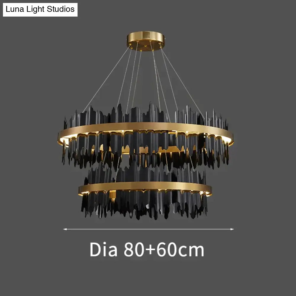 DecorBites™ Azalea - Modern Creative Black round LED Chandelier