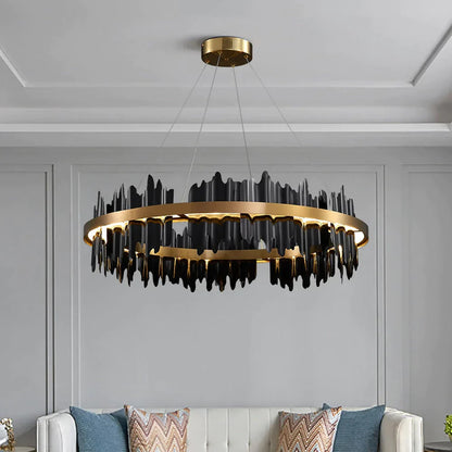 DecorBites™ Azalea - Modern Creative Black round LED Chandelier