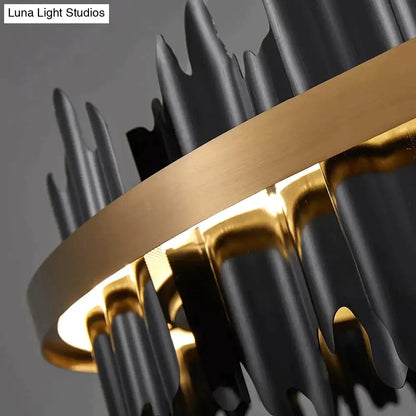 DecorBites™ Azalea - Modern Creative Black round LED Chandelier