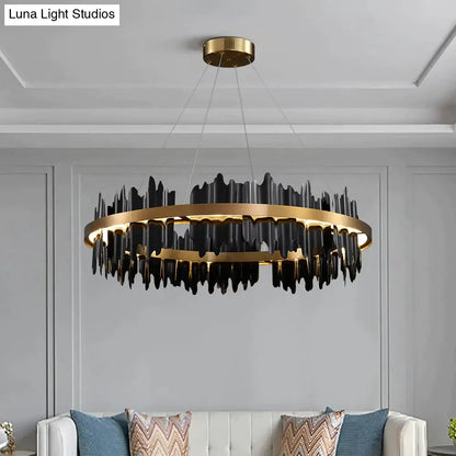 DecorBites™ Azalea - Modern Creative Black round LED Chandelier