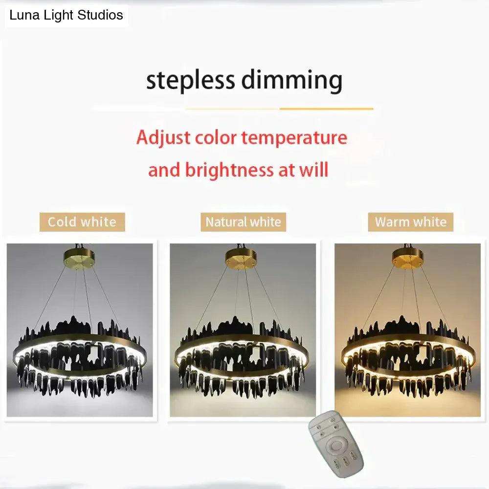 DecorBites™ Azalea - Modern Creative Black round LED Chandelier