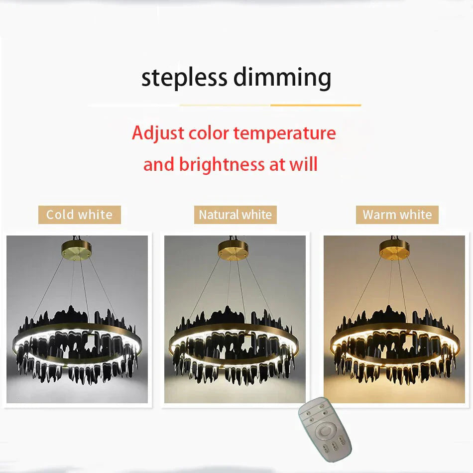 DecorBites™ Azalea - Modern Creative Black round LED Chandelier