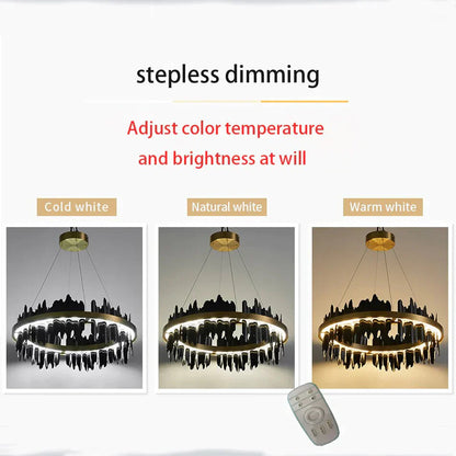 DecorBites™ Azalea - Modern Creative Black round LED Chandelier