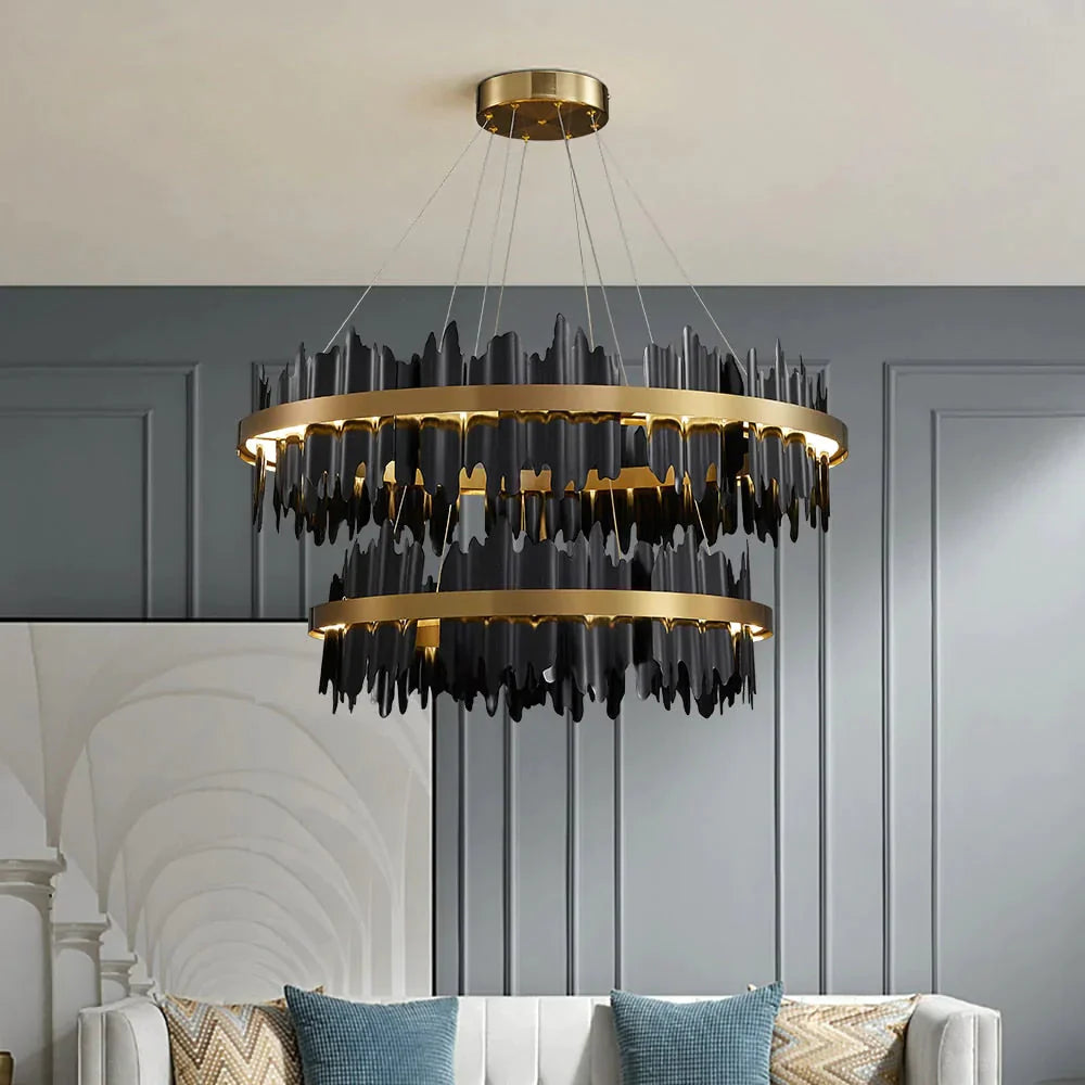DecorBites™ Azalea - Modern Creative Black round LED Chandelier