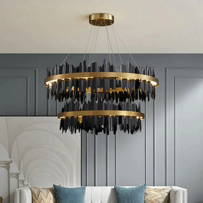 DecorBites™ Azalea - Modern Creative Black round LED Chandelier
