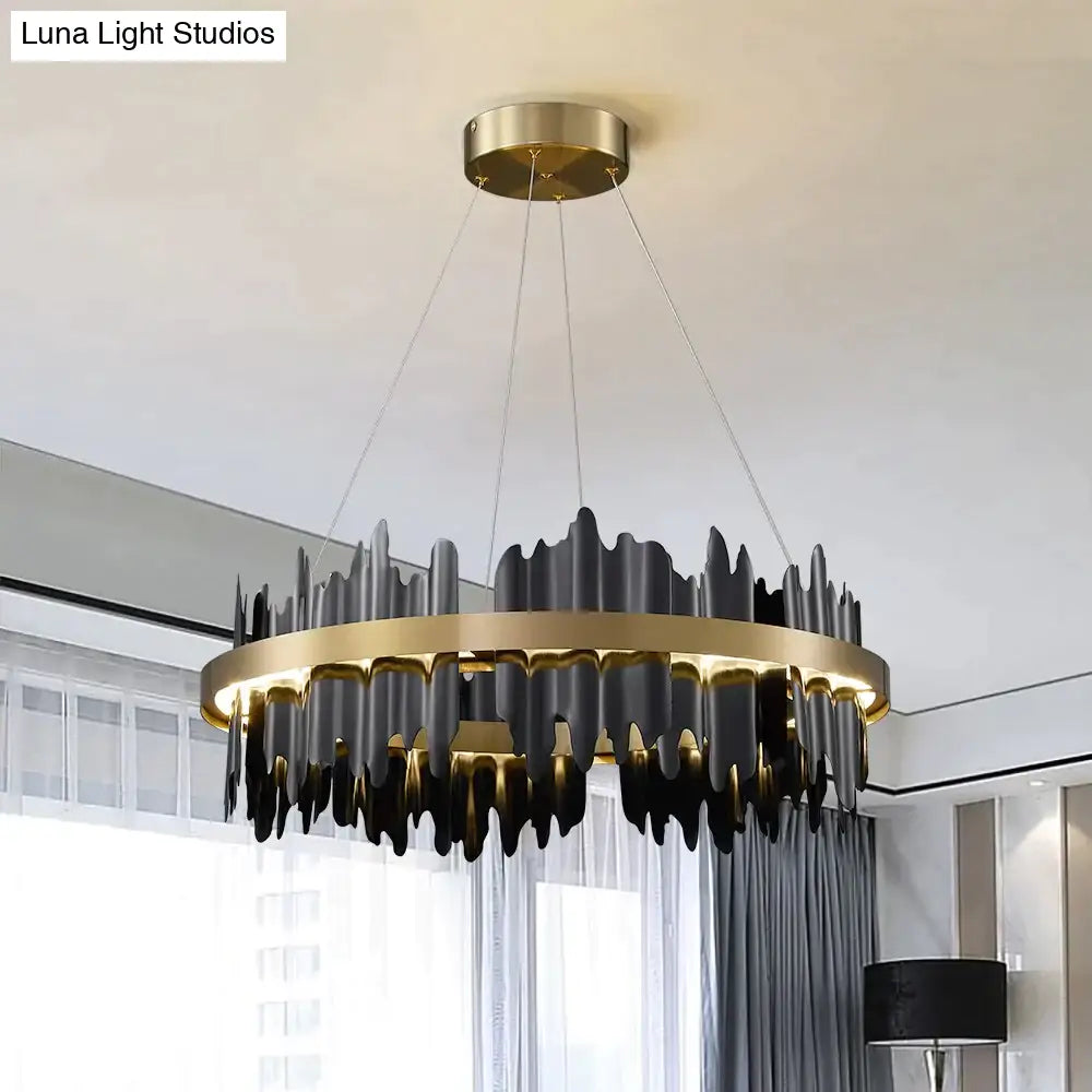 DecorBites™ Azalea - Modern Creative Black round LED Chandelier