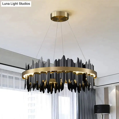 DecorBites™ Azalea - Modern Creative Black round LED Chandelier