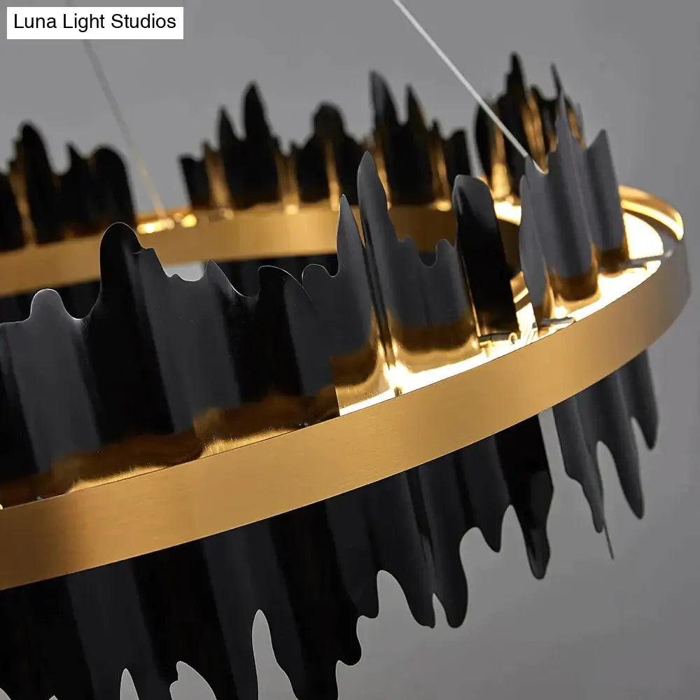 DecorBites™ Azalea - Modern Creative Black round LED Chandelier