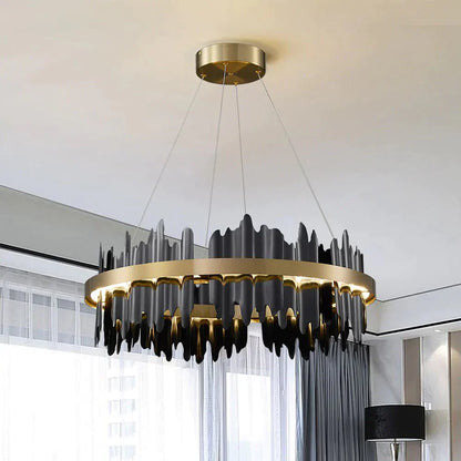 DecorBites™ Azalea - Modern Creative Black round LED Chandelier